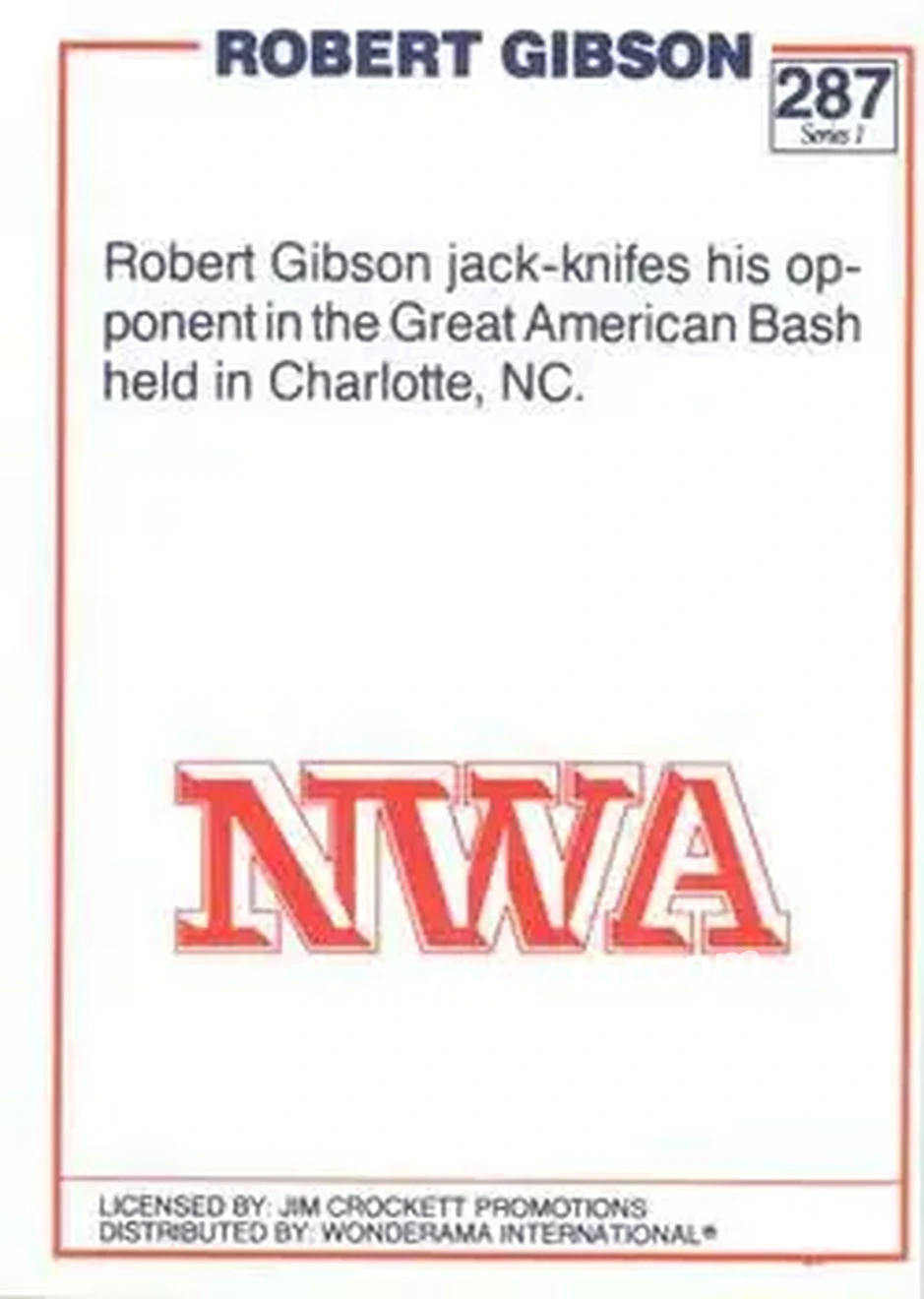 1988 Wonderama NWA #287 - Robert Gibson