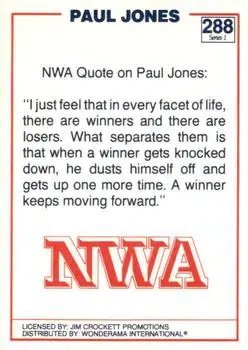 1988 Wonderama NWA #288 - Paul Jones - Back 1988 Wonderama NWA #288 - Paul Jones - Back