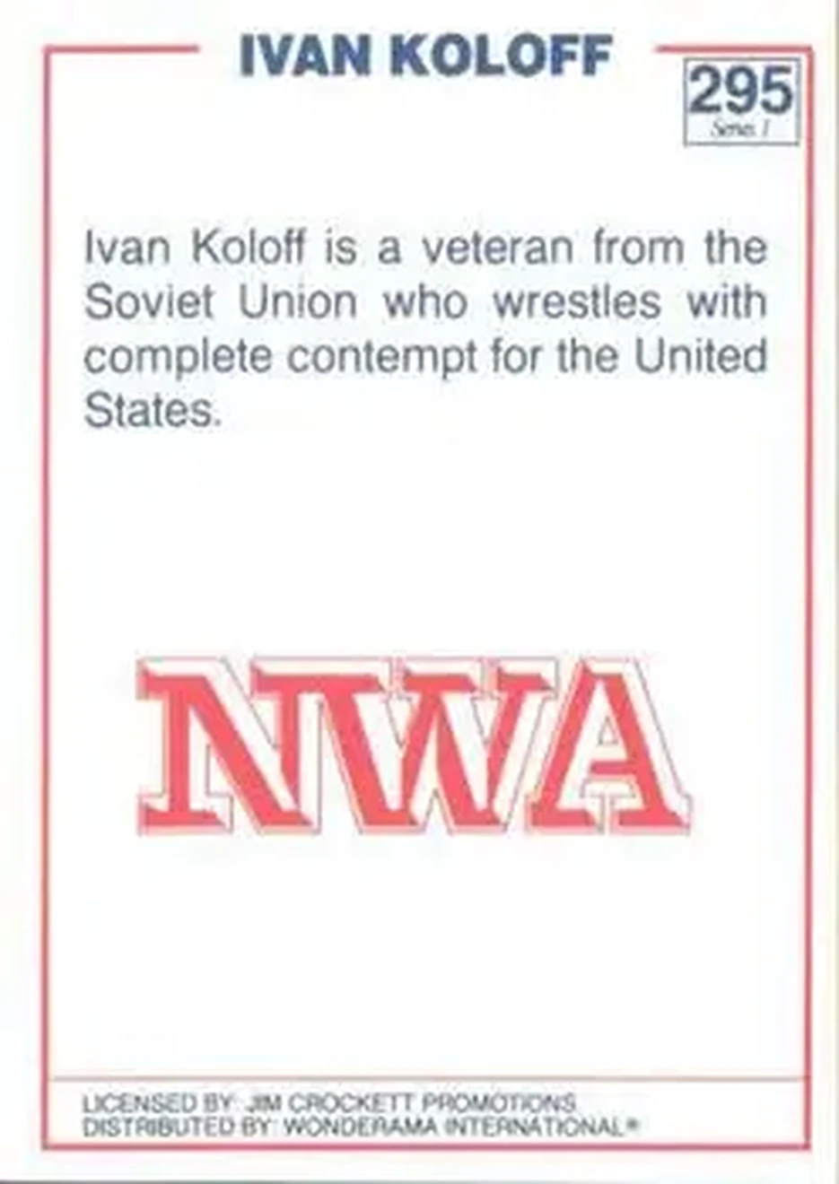 1988 Wonderama NWA #295 - Ivan Koloff 1988 Wonderama NWA #295 - Ivan Koloff