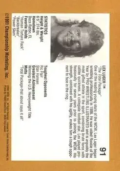 1991 Championship Marketing WCW #91 - Card #91 - Back