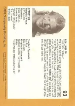 1991 Championship Marketing WCW #93 - Card #93 - Back