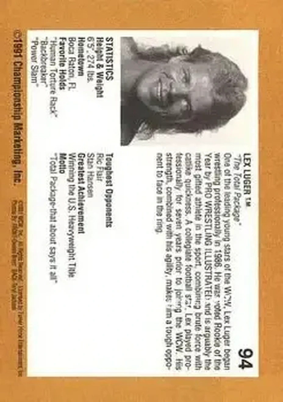 1991 Championship Marketing WCW #94 - Card #94