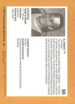 1991 Championship Marketing WCW #96 - Card #96 - Back 1991 Championship Marketing WCW #96 - Card #96 - Back