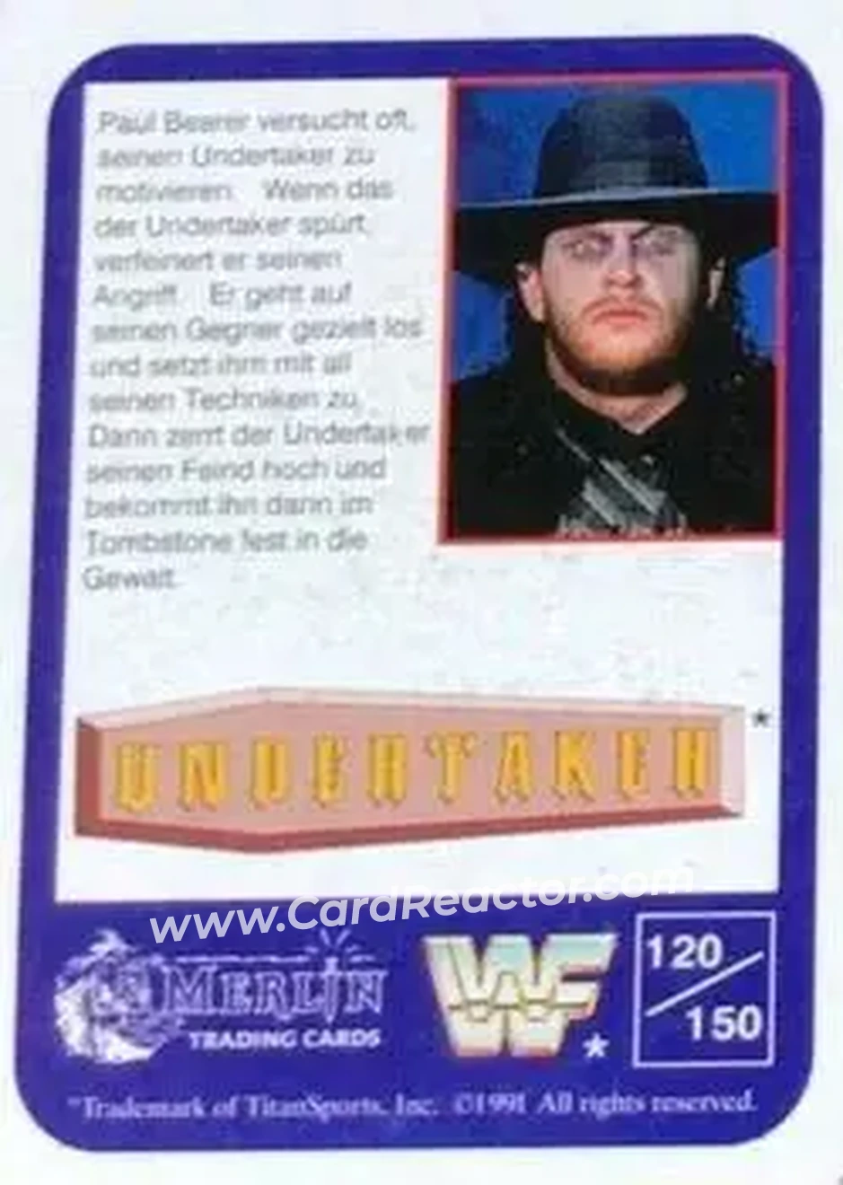 1991 Merlin WWF (German) #120 - Card #120