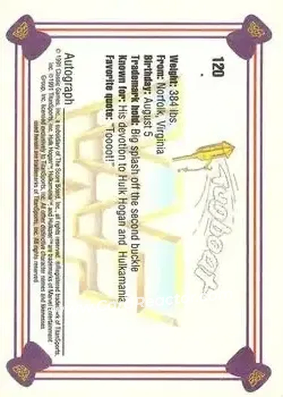 1991 Classic WWF Superstars #120 - Tugboat