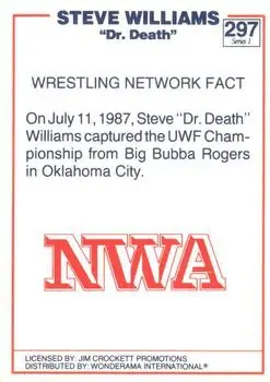 1988 Wonderama NWA #297 - Dr. Death Steve Williams - Back