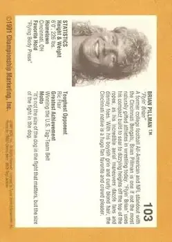 1991 Championship Marketing WCW #103 - Card #103 - Back