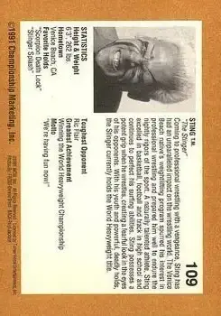 1991 Championship Marketing WCW #109 - Card #109 - Back