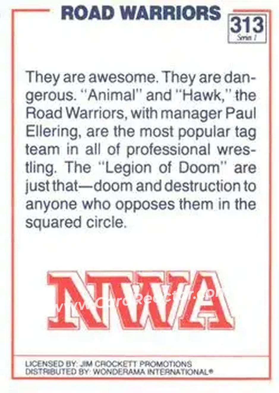 1988 Wonderama NWA #313 - Card #313