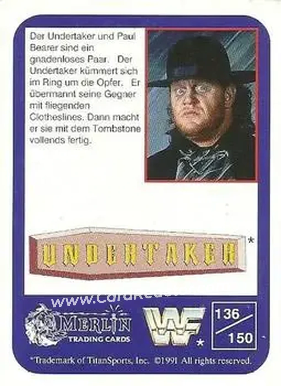 1991 Merlin WWF (German) #136 - Card #136 1991 Merlin WWF (German) #136 - Card #136