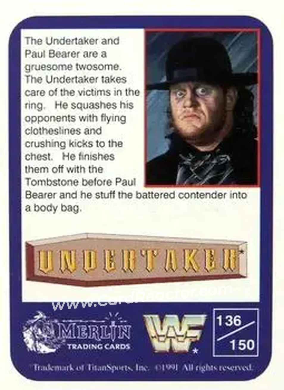 1991 Merlin WWF #136 - Card #136 1991 Merlin WWF #136 - Card #136