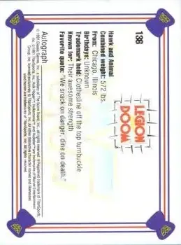 1991 Classic WWF Superstars #136 - Legion of Doom - Back 1991 Classic WWF Superstars #136 - Legion of Doom - Back