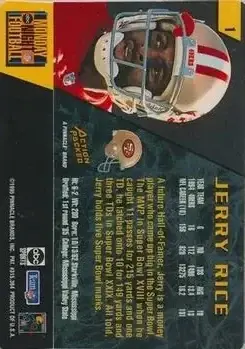 1995 Action Packed Monday Night Football #1 - Jerry Rice - San Francisco 49ers - Back