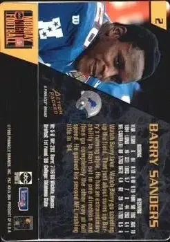1995 Action Packed Monday Night Football #2 - Barry Sanders - Detroit Lions - Back