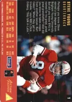 1995 Action Packed Rookies & Stars #1 - Steve Young - San Francisco 49ers - Back