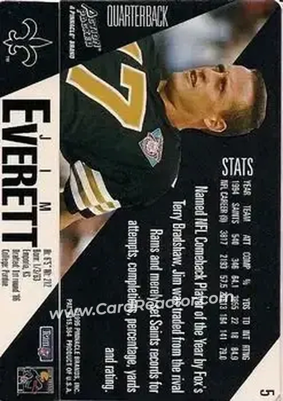 1995 Action Packed #5 - Jim Everett - New Orleans Saints