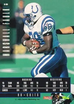 1995 Classic Images Limited #10 - Marshall Faulk - Indianapolis Colts - Back