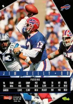 1995 Classic Images Limited Live #9 - Jim Kelly - Buffalo Bills - Back