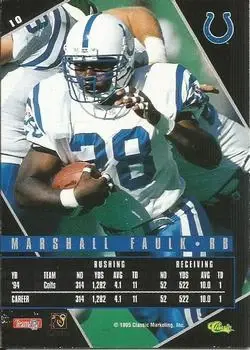 1995 Classic Images Limited Live #10 - Marshall Faulk - Indianapolis Colts - Back