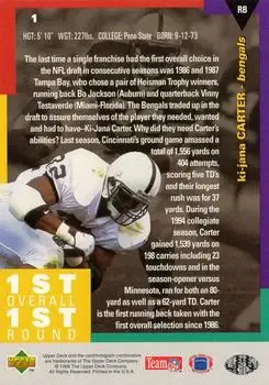 1995 Collector's Choice #1 - Ki-Jana Carter - Cincinnati Bengals - Back 1995 Collector's Choice #1 - Ki-Jana Carter - Cincinnati Bengals - Back