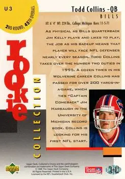 1995 Collector's Choice Update #U3 - Todd Collins - Buffalo Bills - Back