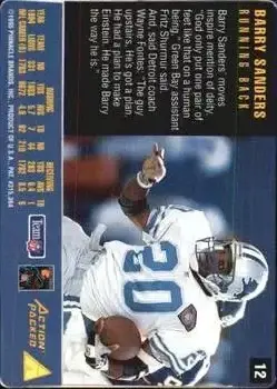 1995 Action Packed Rookies & Stars #12 - Barry Sanders - Detroit Lions - Back 1995 Action Packed Rookies & Stars #12 - Barry Sanders - Detroit Lions - Back
