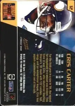 1995 Action Packed Monday Night Football #12 - Cris Carter - Minnesota Vikings - Back 1995 Action Packed Monday Night Football #12 - Cris Carter - Minnesota Vikings - Back