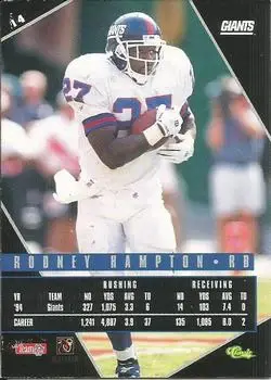 1995 Classic Images Limited Live #14 - Rodney Hampton - New York Giants - Back 1995 Classic Images Limited Live #14 - Rodney Hampton - New York Giants - Back