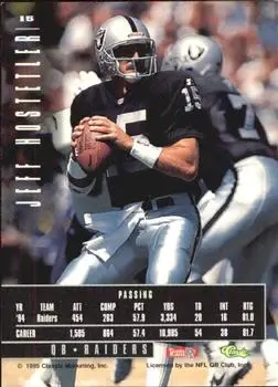 1995 Classic Images Limited #15 - Jeff Hostetler - Oakland Raiders - Back 1995 Classic Images Limited #15 - Jeff Hostetler - Oakland Raiders - Back