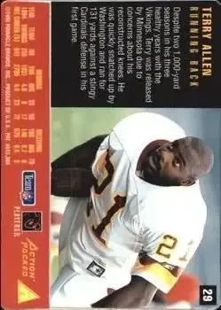 1995 Action Packed Rookies & Stars #29 - Terry Allen - Washington Redskins - Back