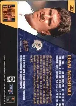 1995 Action Packed Monday Night Football #30 - Dan Marino - Miami Dolphins - Back