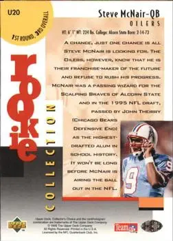 1995 Collector's Choice Update #U20 - Steve McNair - Houston Oilers - Back
