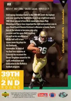 1995 Collector's Choice #22 - Christian Fauria - Seattle Seahawks