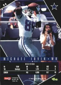 1995 Classic Images Limited Live #24 - Michael Irvin - Dallas Cowboys - Back