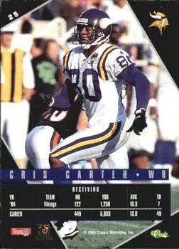 1995 Classic Images Limited Live #25 - Cris Carter - Minnesota Vikings - Back 1995 Classic Images Limited Live #25 - Cris Carter - Minnesota Vikings - Back