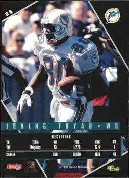 1995 Classic Images Limited Live #26 - Irving Fryar - Miami Dolphins - Back
