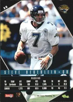 1995 Classic Images Limited Live #30 - Steve Beuerlein - Jacksonville Jaguars - Back