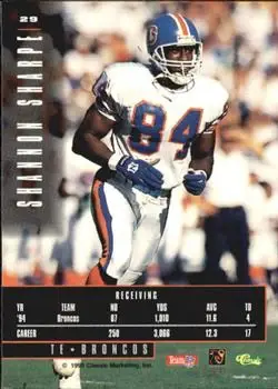 1995 Classic Images Limited #29 - Shannon Sharpe - Denver Broncos - Back