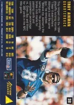 1995 Action Packed Rookies & Stars #38 - Troy Aikman - Dallas Cowboys - Back