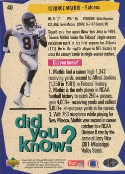 1995 Collector's Choice #40 - Terance Mathis - Atlanta Falcons