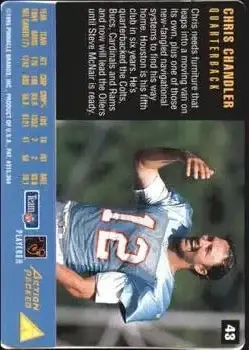 1995 Action Packed Rookies & Stars #43 - Chris Chandler - Houston Oilers - Back