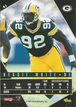1995 Classic Images Limited Live #41 - Reggie White - Green Bay Packers - Back 1995 Classic Images Limited Live #41 - Reggie White - Green Bay Packers - Back