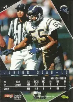 1995 Classic Images Limited Live #46 - Junior Seau - San Diego Chargers - Back