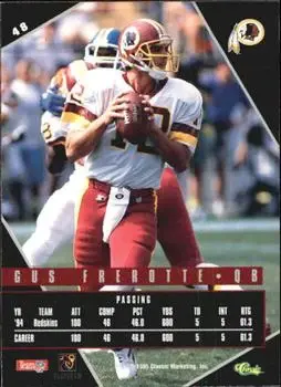 1995 Classic Images Limited Live #48 - Gus Frerotte - Washington Redskins - Back