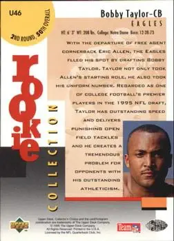 1995 Collector's Choice Update #U46 - Bobby Taylor - Philadelphia Eagles - Back