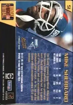 1995 Action Packed Monday Night Football #51 - Mike Sherrard - New York Giants - Back