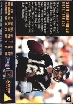 1995 Action Packed Rookies & Stars #52 - Stan Humphries - San Diego Chargers - Back