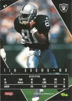 1995 Classic Images Limited Live #51 - Tim Brown - Oakland Raiders - Back 1995 Classic Images Limited Live #51 - Tim Brown - Oakland Raiders - Back