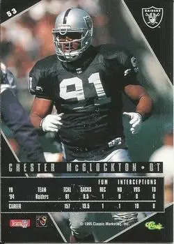 1995 Classic Images Limited Live #53 - Chester McGlockton - Oakland Raiders