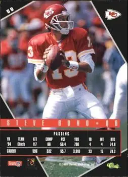 1995 Classic Images Limited Live #59 - Steve Bono - Kansas City Chiefs - Back